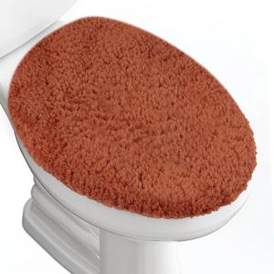 Microfiber Elongated Toilet Seat Cover 19.5"x 15" Machine Washable Solid Toilet Lid Cover Adjustable Rubber Backing Fits Only 18-19.5" L x 14-16" W Elongated Toilet Seat