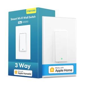 meross 3-Way Smart Switch 1 Pack, Neutral Wire Required, Compatible with Apple HomeKit, Alexa, Hey Google and SmartThings, Single Pole & 3 Way, 2.4GHz Wi-Fi, Remote and Voice Control, No Hub Required