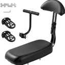 Zacro Kids Bike Seat Set 2.0, Comfort Bike Seat with Adjustable Backrest, Wide Child Bicycle Rear Seat Cushion Back Safety Armrest Handrail Feet Pedals, Children Bicycle Back Seat for Over 5 Years Old