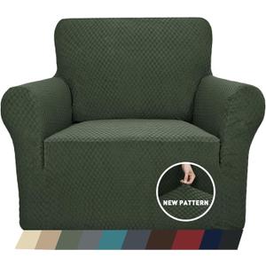 ZNSAYOTX 1 Piece Jacquard Chair Slipcovers for Living Room High Stretch Chair Covers with Arms Anti Slip Pets Friendly Couch Sofa Armchair Cover Furniture Protector (Chair, Army Green) (Small (31"-46"))