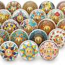 Craft Trade Knobs for Cabinets Drawers Assorted Mandala Dresser Knobs Vintage Ceramic Knobs Colorful Kitchen Pull Handles Cupboard for Wardrobe Home Dcor - Pack of 25