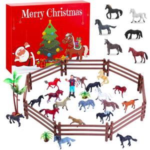 Youyole Horse Christmas Gift Set Xmas Realistic Horse Farm Gift with 18 Horses Figures and Accessories for Xmas Horses Lover Holiday Stocking Stuffers Gifts