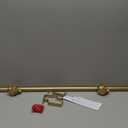 1 Inch Gold Curtain Rods for Windows 36 to 72 Inches (3 to 6 ft), USFOOK Telescoping Single Drapery Rod, Decorative Curtain Rod with Luxury Translucent Finials