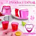 Domensi 40 Pcs Valentines Day Heart Shot Glasses 1.5oz Tequila Glasses Stemless Shot Glass Cute Valentines Day Heart Shaped Shot Glass Espresso Shot Glasses for Soju, Whiskey, Vodka (Pink), 9.25 inches x 5.71 inches