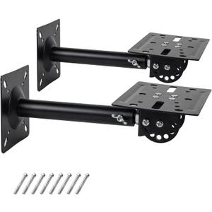 Heavy Duty Speaker Wall, Ceiling, or Shelf Mounts Support up to 80lb | Speaker Brackets Holders and Stand Mount | Adjustable Swivel & Tilt (2 Packs,Black)
