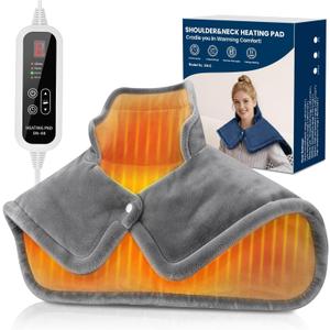 Heating Pads for Neck and Shoulders and Back, Neck Heating Pad with 6 Heat Options 4 Auto-Off Timer, Gifts for Mom Women Christmas Birthday
