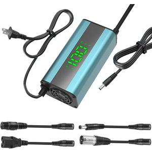54.6V 2A Electric Scooter Charger with LED Charging Display (1-100%), for Hoverboard with 5 Connectors, Universal Charger for All 48V Lithium Batteries, for N-inebot, Kugoo (Blue