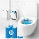 CiLoN Wall-Mounted Disposable Toilet Brush Kit and 30 Fresh Bleach Scrubbing Sponge Pads. Bathroom Space Saving Toilet Wand kit. Toilet Bowl Brush and Holder Set. (Starter Kit + 30 Brush)