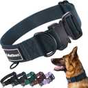 Heavy Duty Dog Collar for Large or Medium Dogs, Adjustable Strong Dog Collar for Active Dogs, Double-Layered Nylon (Dark Blue, 14-20)