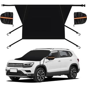 Car Windshield Snow Cover, Windproof Front Windshield Snow Ice Cover with Side Mirror Cover, Waterproof Oxford Fabric Front Windscreen UV Frost Protector, Car Accessories (4 Hooks)