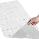 Bathtub Mat Non-Slip Silicone Soft Odorless Large Bath Mat No Suction Cups for Refinished,Reglazed and Textured Shower Mats Non Slip Extra Long Tub Mat (16x40inch White)