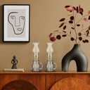 Yexiya 6 Set Vintage Glass Kerosene Lamp Rustic Oil Lamp Lantern Chamber Oil Clear Kerosene Hurricane with 6.6 ft Extra Wick for Indoor Use Lighting Decor Emergency (Trendy Style)