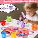 Montessori Toys for 1 Year Old - 20PCS Cloth Toddler Pink Fishing Game with Stacking Cups,Baby Color Sorting Toy 12-18 Months One Year Old Birthday Gift,Toddler Toys for 1 2 3 Year Old Boy Girl Gifts