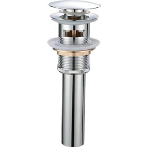 Pop Up Sink Drain with Overflow Bouncing Style Stopper Brass Polished Chrome for Bathroom