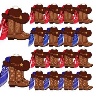 Mooliwe 32 Pcs Western Cowboy Cowgirl Boots Gift Paper Bags with Paisley Bandanas Western Themed Favors Western Kraft Paper Bags Bachelor Party Last Rodeo Party Supplies (Brown)