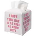 Tissue Box Gifts with Leather Cover Holder, Funny Quote Gift Ideas for Friends, Some Come to Sit and Think, Bathroom Toilet Decor, Housewarming New Home Favor-(5.2 Inches) A86