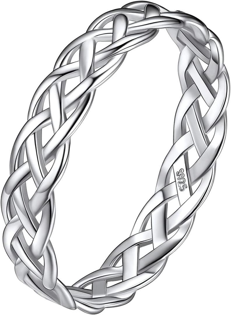 Suplight 925 Sterling Silver Celtic Knot/Evil Eye/Infinity Symbol Band Ring, 2/3/5/8mm Vintage Finger Thumb Ring for Women  (with Gift Box), Ring Size: 11