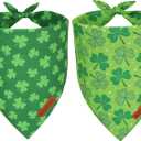 ADOGGYGO St. Patrick's Day Dog Bandana, Green Shamrock Pet Scarf, Adjustable Fit Saint Patrick Bandanas for Large and Extra Large Dogs (X-Large)