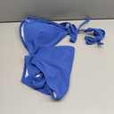 swimall Women's Triangle Bikini Set Cheeky High Cut Sexy Two Piece Swimsuit Cute Halter Bathing Suit (Large, Royal Blue-textured)