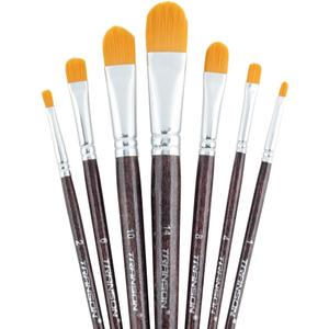 Transon 7pcs Artist Filbert Paintbrush Set for Acrylic Watercolor Gouache Oil and Body Painting