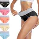 wirarpa Women's Cotton Underwear High Waist Stretch Briefs Soft Underpants Ladies Full Coverage Panties 5 Pack (XL)