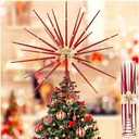 VWAERR 13.8 Inch Red Christmas Burst Tree Topper Glittered 3D Burst Plastic Tree Topper Exploding Star Christmas Decoration for Home Ornaments Holiday Party Supplies