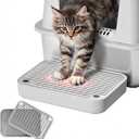 Litter Box Step, Litter Box Ramp/Catcher with Filter Function, Anti-Tracking & Easy to Clean,Non-Slip,Ideal for Small & Elderly Cats,Grey