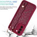 MOWIME Compatible with Samsung Galaxy S21 Case with Wrist Strap, Cheetah Print Shockproof Soft TPU Protective for Women Girls, Slim Anti Scratch Case for Galaxy S21 6.2 Inch, Wine Red