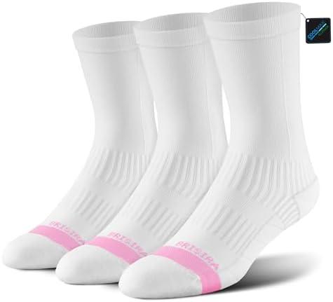 BRISIRA Coolmax Bamboo Viscose Compression Running Crew Socks Women Moisture-Wicking Anti-Blister Cooling Athletic Mid Calf M