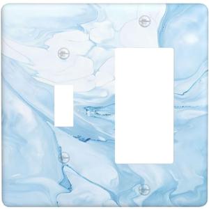 Navy Blue Sea Waves Spilled Ink Marble Simplicity Print Outlet Covers 1 Toggle 1 Rocker Combination Decorative Wall Plate Electrical Switch Plates Light Switch Cover Plate for Bathroom Living Room (1 Toggle 1 Rcoker Combo / 4.5 X 4.5 IN)