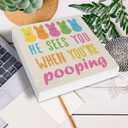 Funny Easter Bathroom Decor, Easter Decorations for Home, He Sees You When You're Pooping Wood Sign Home Bathroom Shower Room Restroom Toilet Desk Shelf Table Decor 5 X 5 Inch
