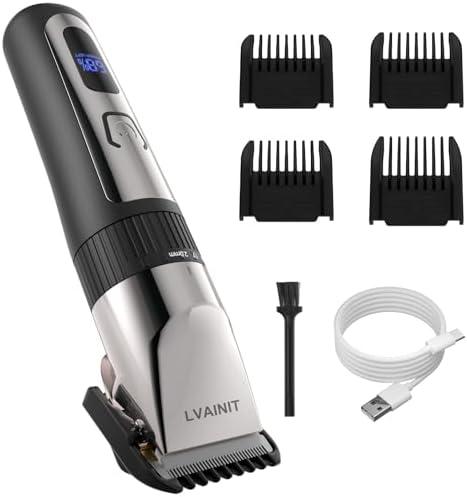 LVAINIT Hair Clippers for Men, Cordless LCD Rechargeable Hair Trimmer Beard Trimmer for Men, Men's Grooming Kit for Hair, Face, Beard, Professional Electric Barber Clippers