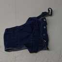 OYOANGLE Women's Vintage Denim Crop Tank Button Front Sleeveless Halter Jean Vest (Small, Dark Wash)