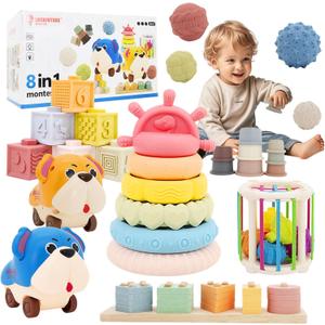Premium Baby Toys for 6-18 Months, 8 in 1 Montessori Toys Set, Educational Learning Toys for Toddlers 1-3 Years Old Trendy Babies Gifts for Boys & Girls