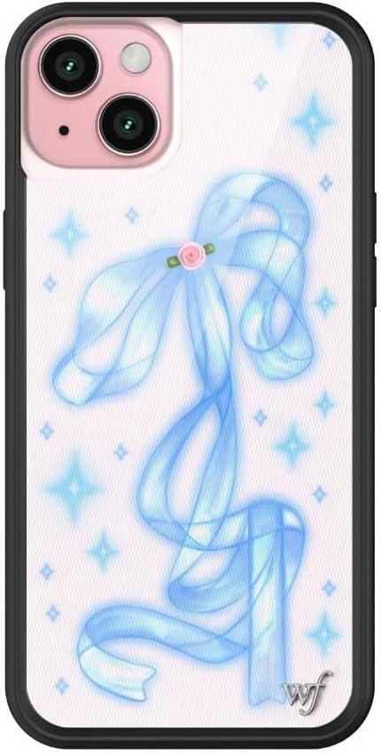 Wildflower Cases - Sparkle Girl Case, Compatible with Apple iPhone 15 Plus | Ribbon, Rose, Baby Blue, Trendy, Glitter, Cute - Protective Bumper, 4ft Drop Test Certified, Women Owned Small Business