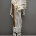 AMMSUN 6.5ft Boho Fringe Umbrella, Light Beige