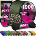 TECEUM Paracord Rope 750 lb 1000ft / 200ft / 120ft / 100ft / 50ft String Parachute Cord for Camping, Survival, Outdoor Gear 35+ Colors Nylon Utility Rope Tactical Survival & Camping Kit