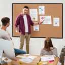 Extra Large Cork Bulletin Board 60" X 36", Black Aluminum Framed 5'x3' Corkboard for Wall, Wall Mounted Notice Pin Board with 18 Push Pins for School, Home & Office