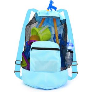 Beach toy bag，mesh backpack for beach，Beach Vacation Essentials,Shell Collecting Bag Shelling Tools,Beach Must Haves Sand Box Toys Seashell Bags，Waterproof Swim Mesh Beach Bag（1PCS blue）, Mini/Compact