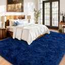 Shag Area Rugs for Living Room, Soft Fuzzy Plush Rugs, Upgrade Anti-Skid Modern Furry Rugs Fluffy Carpets for Kids Room Nursery Home Decor Dark Blue, 5X7 Feet