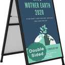Heavy Duty A-Frame Sidewalk Sign 24 x 36 Inch, Portable Double-Sided Sandwich Board Slide-in Folding Metal Signboard with 2 Corrugated Plastic Poster Boards