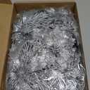 Boao 24 Pieces Christmas Glitter Artificial Poinsettia Flowers Christmas Flowers Decorations Wedding Xmas Tree New Year Ornaments (Silver)