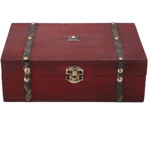 Retro Vintage Storage Box - European Handmade Jewelry Trinket Organizer - Decorative Wooden Treasure Chest