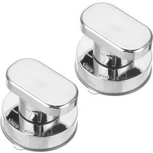 uxcell 2Pcs Suction Cup Glass Mirror Door Handle, Door Shower Handle, Self-Stick Instant Push Pull Armrest for Window, Cabinet, Toilet(Silver Tone, 62x50mm)