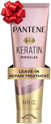 Pantene Keratin Leave-In Conditioner with Argan Oil, Protein Treatment for Dry, Damaged & Color-Treated Hair, Repairs Split Ends & Protects from Damage, Formaldehyde-Free, 8.4 Fl Oz