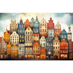 MISITU 1000 Pieces Jigsaw Puzzles for Adults Teens Challenging Difficult Puzzles Impossible Puzzles Art Craft Puzzle Games Toys Gifts Colorful Castle House Jigsaw Puzzle 28 x 20 inch
