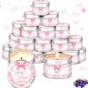 MTLEE 24 Pcs Bow Baby Shower Party Favors Candles Lavender Scented Baby Shower Favors for Guests Rustic Tealights Candles Gender Reveal Return Gifts (1.2 oz, Pink)