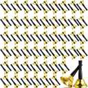 Fumete 100 Pcs Metal Ringing Bells Wedding Dinner Service Call Steel Handbells with Wooden Handle for Wedding Decors Schools Musical Percussion The Sick Elderly Alert(Gold)