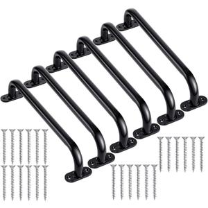 Zonon 6 Pcs Safety Playground Handles Swing Set Metal Monkey Bars Indoor Outdoor Swing Set Accessories Grab Playset Handles Grips Climbing Frame for Play House Jungle (17 Inch,Black)