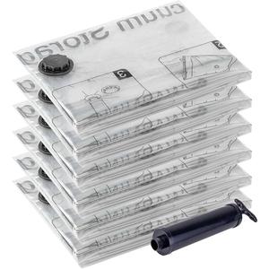 Vacuum Storage Bags 6 Jumbo, Space Saver Bags with Travel Hand Pump, Compression Airtight Sealer Bags for Clothes, Bedding, Pillows, Comforters, Blankets